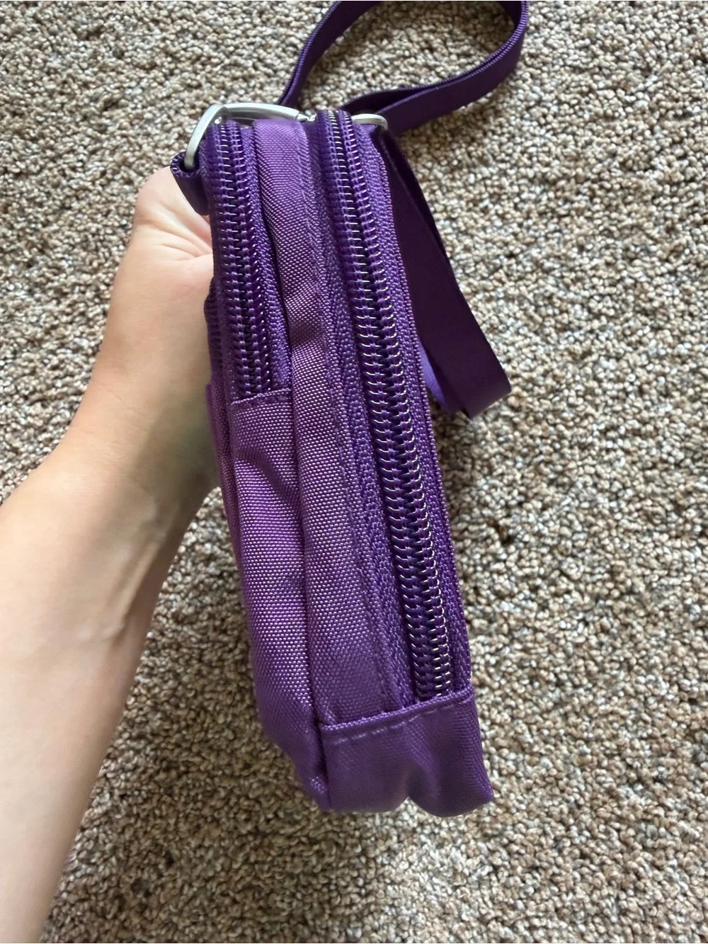 BAGGALLINI Plum Purple Nylon Zippered Crossbody Shoulder Bag